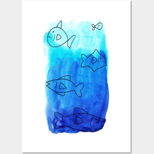 Gradient Watercolor Fish Posters and Art